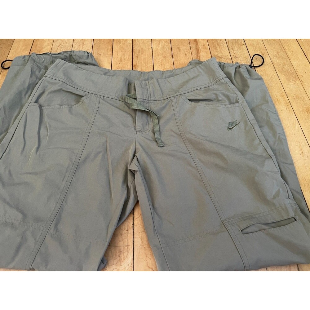 NIKE SPORTSWEAR WOMENS Large OLIVE GREEN Drawstring Hem Active Pants